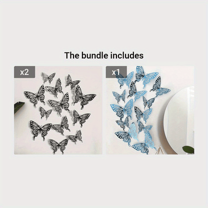 black and blue Butterflies on wall