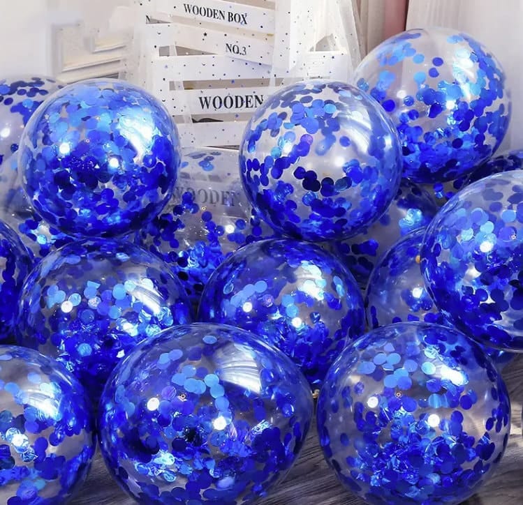 Blue Confetti Sequin Balloons, Party Decoration Balloons for weddings, baby showers, engagement and birthday parties and many more!