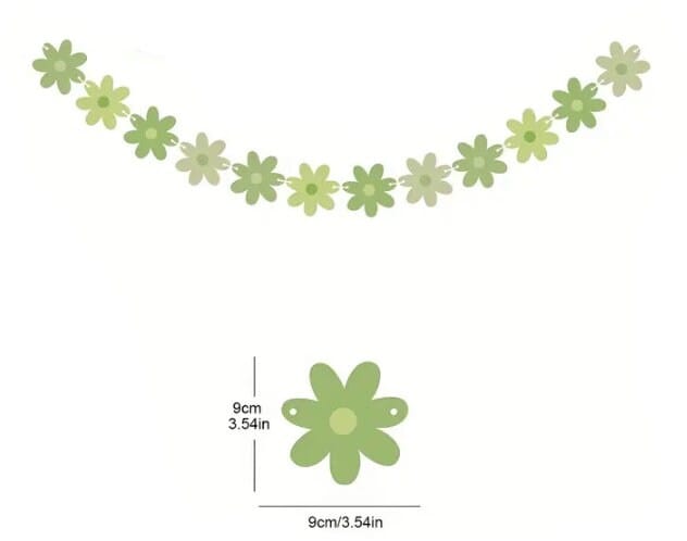 Charming Green Daisy Pull Flowers: Birthday Party Decorations & Delightful Scene Bunting