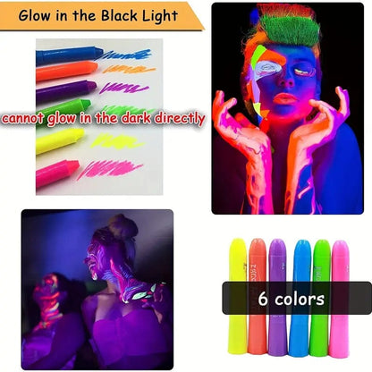 Glow and Show: UV Crayons Kit for Black Light Body Face Paint