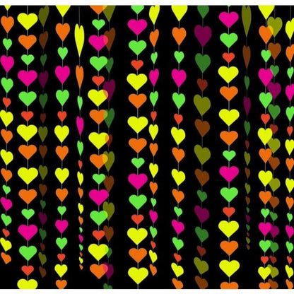 Glowing Neon Love: Heart Garland for Vibrant Party Delights!