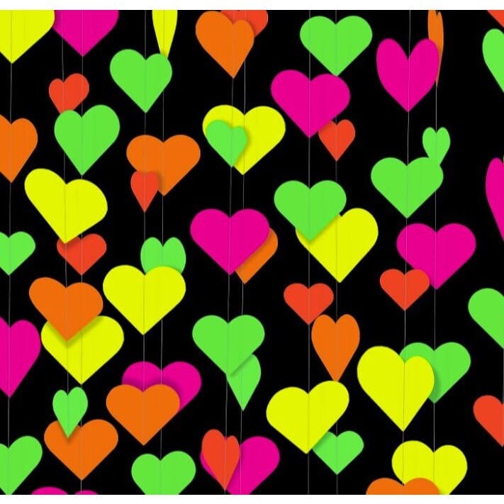 Glowing Neon Love: Heart Garland for Vibrant Party Delights!