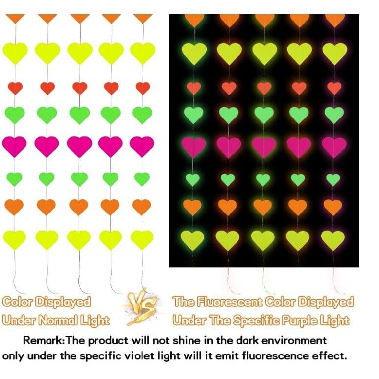 Glowing Neon Love: Heart Garland for Vibrant Party Delights!