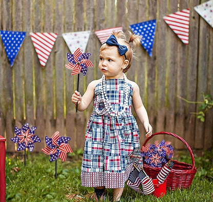 4th of July and Memorial Day Decorations - 36 Patriotic Stars and Stripes, Pinwheels & Flags, Small American Flags