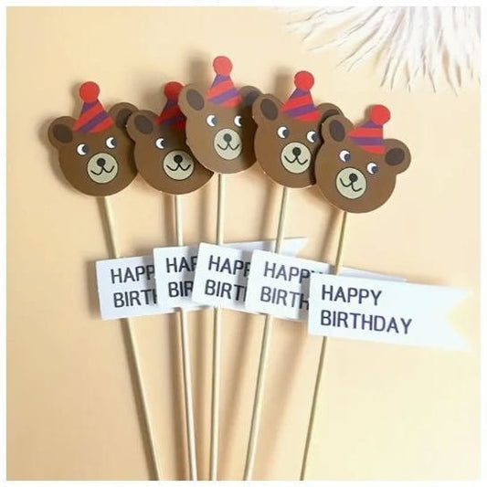 5pcs Bear Cake Topper: Sweet Cake & Dessert Decor