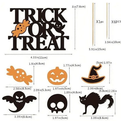 7pcs Funny Cartoon Halloween Cake Toppers: Unique Party Decor!