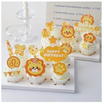 8-Piece Set Cartoon Lion Cake Inserts