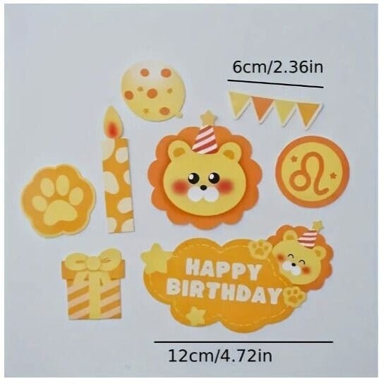 8-Piece Set Cartoon Lion Cake Inserts