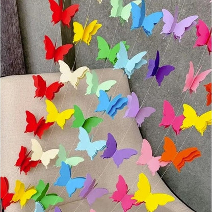 Assorted colored butterflies on a string