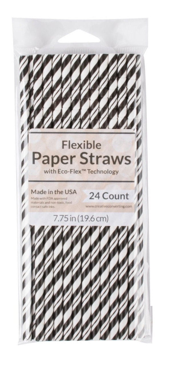 Black paper straws that are flexible, eco-friendly, and great for Spring, Summer, Fall Pool Parties, BBQ's, and turtle safe!
