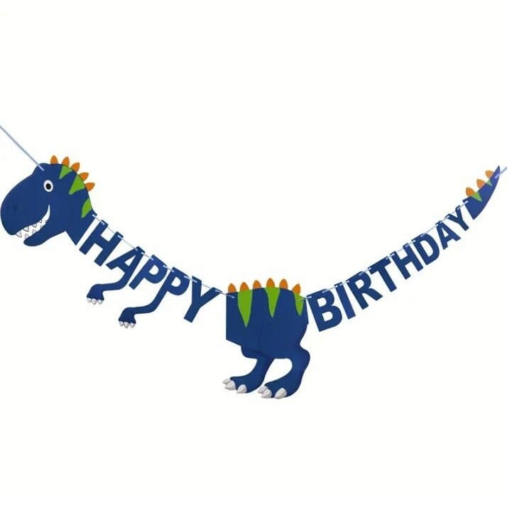Blue Dinosaur Birthday Flag Decoration: Prehistoric Party Fun