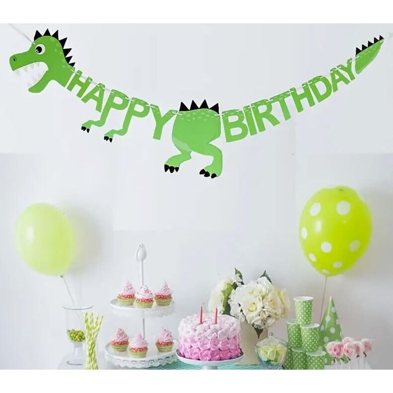 Blue Dinosaur Birthday Flag Decoration: Prehistoric Party Fun