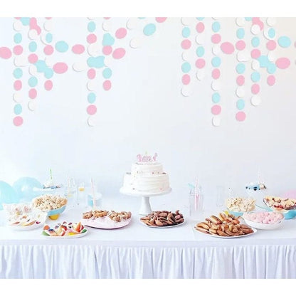 Blue Pink White Party Garland: Gender Reveal & Wedding Decor