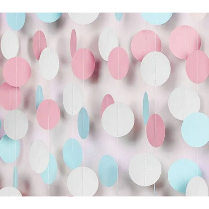 Blue Pink White Party Garland: Gender Reveal & Wedding Decor