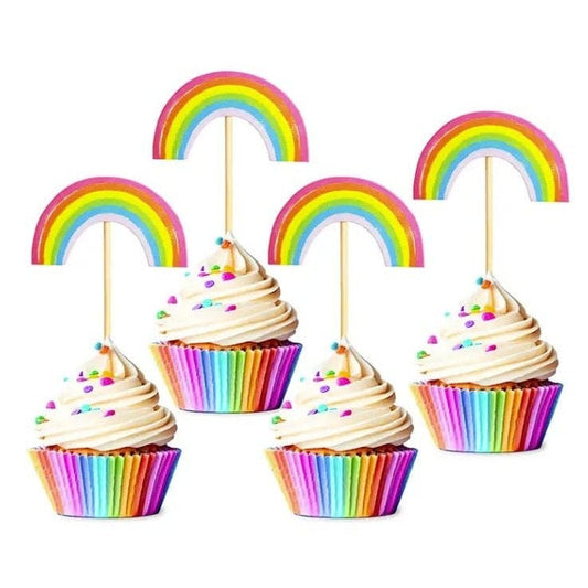 Cartoon Rainbow Cupcake Toppers, Birthday Party Cake Decor, Wedding Cake Decorations, Cake Insert Decorative Flag, Baking Supplies