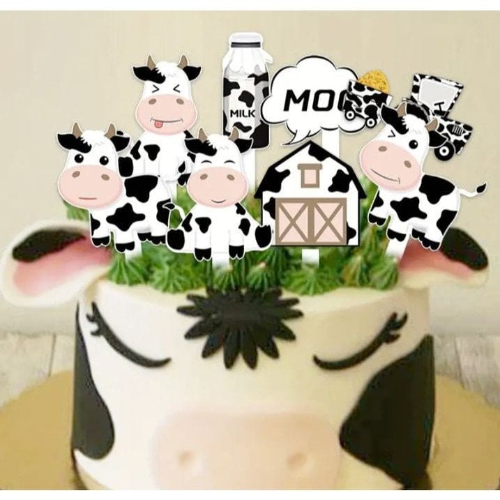 Color Printing Cow Cake Toppers: Party Decor