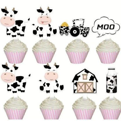 Color Printing Cow Cake Toppers: Party Decor