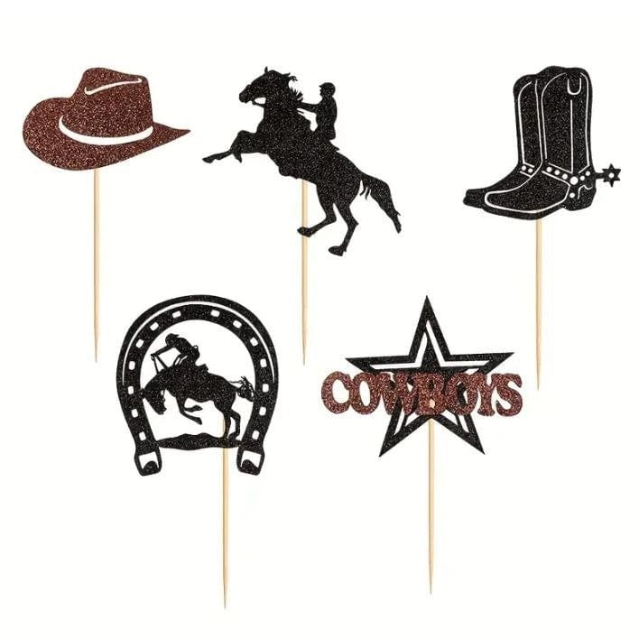 Cowboy Cupcake Toppers: Glitter Western Theme Decor