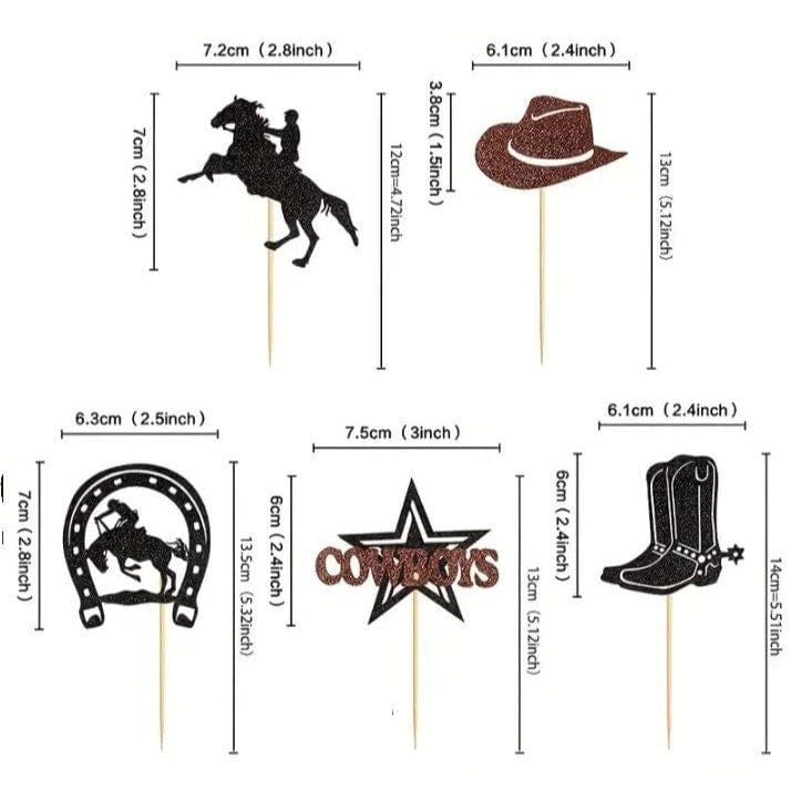 Cowboy Cupcake Toppers: Glitter Western Theme Decor