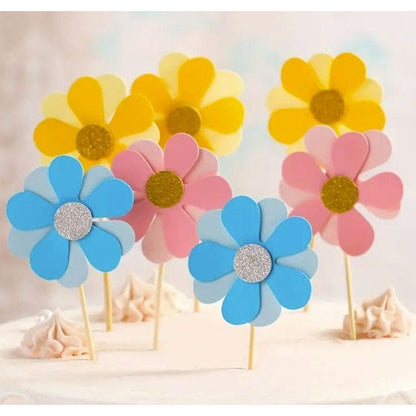 Flowers Cake Toppers, Paper Fan Flower Cake Insert, Paper Fan Flower Cake Insert, Baking Decoration Supplies, Birthday Party Dessert Table