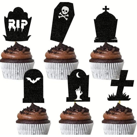 Ghostly Gravestone Cake Topper: Spooktacular Halloween Dessert Decoration Set