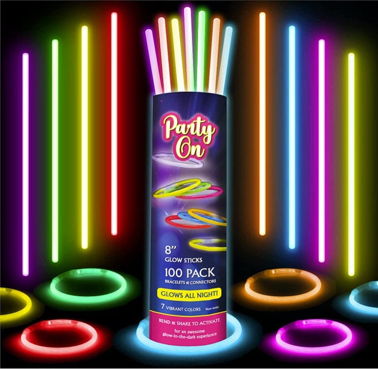 Glow Stick Necklaces & Bracelets with Connectors, Patriotic Party Favors, Glow In The Dark Party Supplies, 8" long, Great for all events!