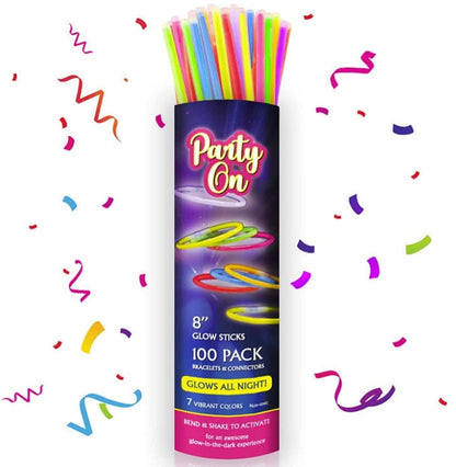 Glow Stick Necklaces & Bracelets with Connectors, Patriotic Party Favors, Glow In The Dark Party Supplies, 8" long, Great for all events!