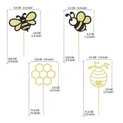 Gold Glitter Bumble Bee Cupcake Toppers: Sweet Gender Reveal Delight