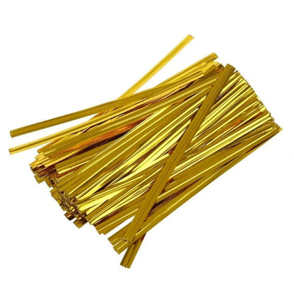 Gold Twist Ties, Bag Ties, 4 Inch, Bread Twist Ties, Durable, Candy Ties for Gardening, Baking, Party, Gift Bags, and more!