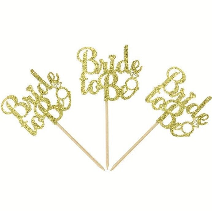 Golden Bride To Be Cupcake Toppers, Wedding Proposal Series Cake And Dessert Table Decor, Party Supplies, Cake Decor Supplies