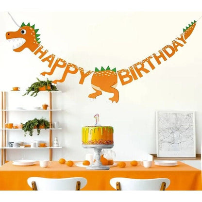 Green Dinosaur Birthday Flag Decoration: Prehistoric Party Fun
