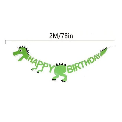 Green Dinosaur Birthday Flag Decoration: Prehistoric Party Fun