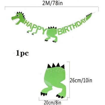 Green Dinosaur Birthday Flag Decoration: Prehistoric Party Fun