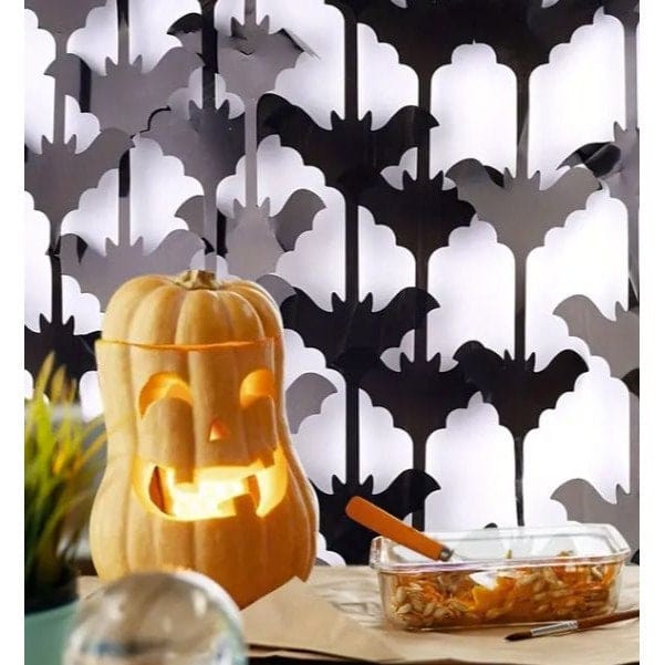 Halloween Bat Rain Silk Curtain for Enchanting Party Ambiance. Elevate Decor with Intriguing Shadows