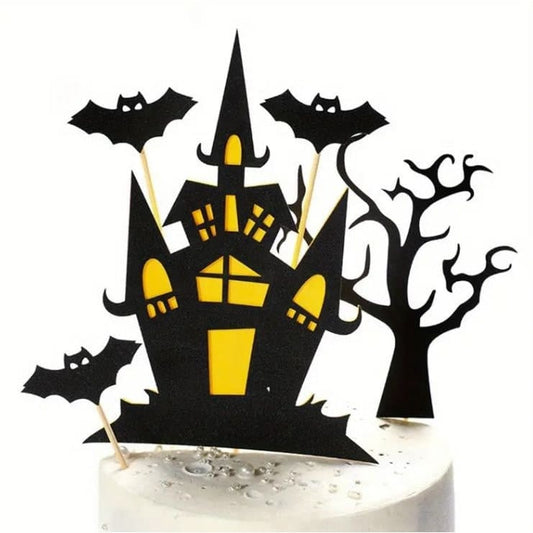 Halloween Castle and Bat set of cake toppers