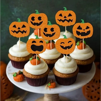 Halloween Cupcake Decoration: Scary Pumpkin Five Cupcakes Theme