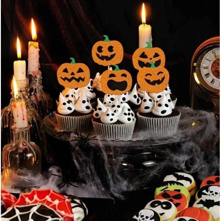 Halloween Cupcake Decoration: Scary Pumpkin Five Cupcakes Theme