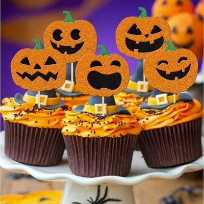 Halloween Cupcake Decoration: Scary Pumpkin Five Cupcakes Theme