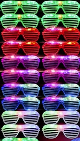 Neon Glow Glasses Set, LED glow glasses set includes 6 neon colors (red, purple, white, blue, green, and pink)