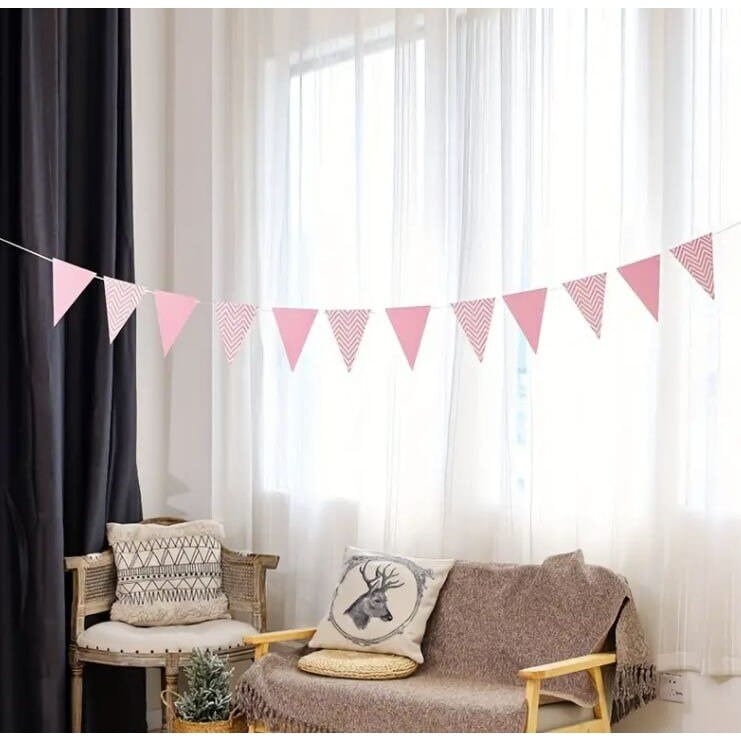 Pink Party Decoration Pull Flag: Birthday Banner for Home Events, Weddings & More