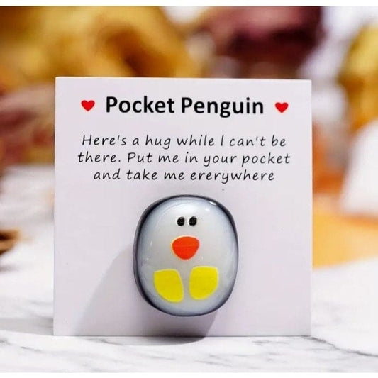 Pocket Penguin Hug: Cute Glass Animal Decoration