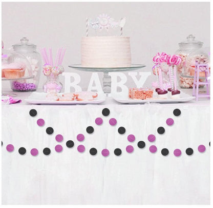 Purple and Black Garland Circle Dots, Colorful Paper Garland, Decorations Birthday, Baby Shower, Classroom, Party Supplies