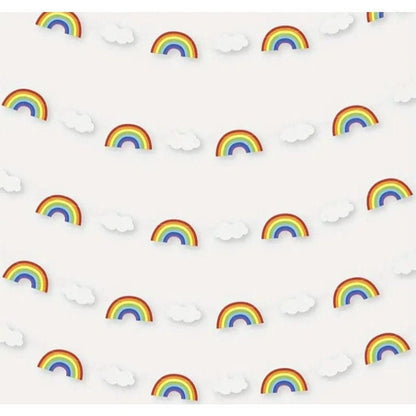 Rainbow & Clouds pull flag, Birthday Party Window Background Wall Arrangement Paper String Hanging Ornament Pull Flower