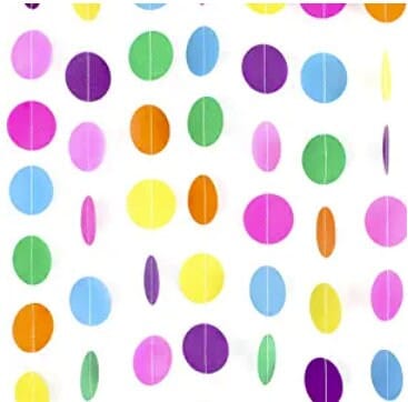 Rainbow Garland Circle Dots, Colorful Paper Garland, Rainbow Decorations Birthday, Baby Shower, Classroom, Candyland Streamers Party Supplies