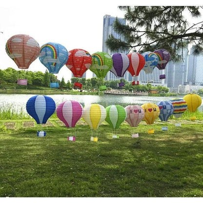 Rainbow Hot Air Balloon Lanterns: Festive Paper Decor for Weddings, Parties & More!