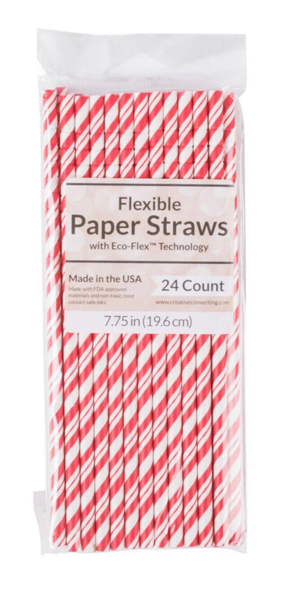 24 pack of Red flexible paper straws 
