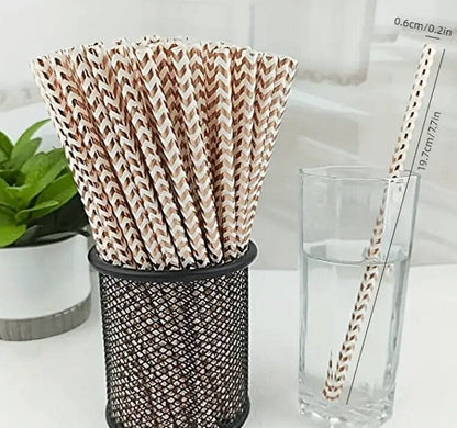 Rose Gold Paper Straw Creative Disposable Paper Party Pastry Drink Decoration Straw, baby shower, Birthday party, & more!
