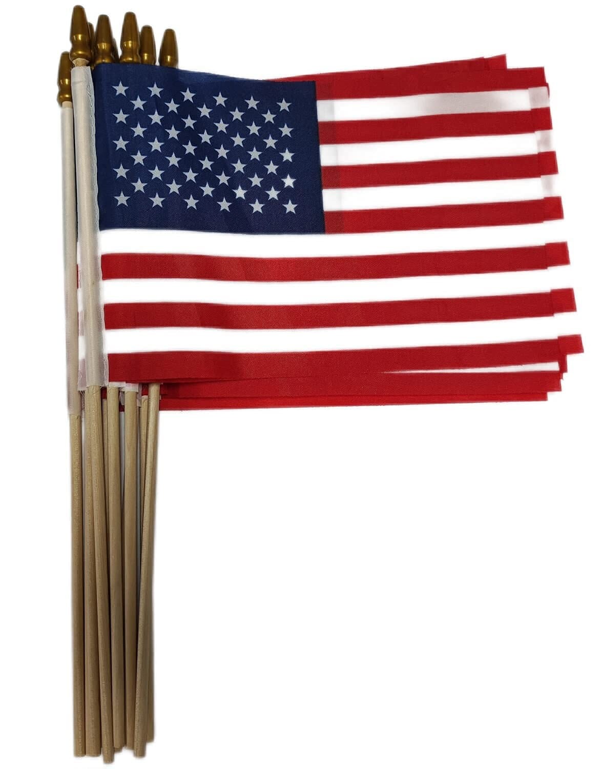 10 mini American flags with wood stick