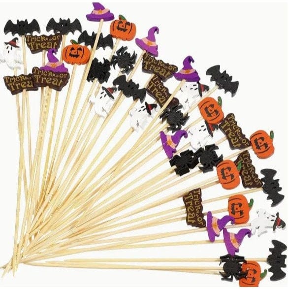 Spooky Halloween Toothpick Set: Pumpkin, Spider, Ghost Picks