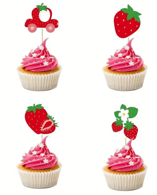 Strawberry Summer Fruit Theme Party Cake Insert Sign, Party Decoration Supplies, Party Supplies, Party Decor, Summer Decor